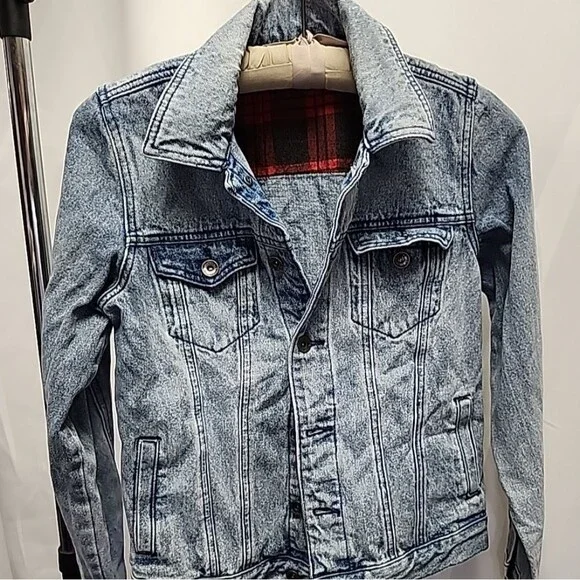 BlackHeart ACID WASH PLAID Partially LINED TRUCKER JACKET SIZE M - Picture 2 of 14